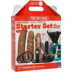 Doc Johnson Vac-U-Lock Dual Density Starter Dildo Set - Tan - Vibration -Sexspielzeugladen 1053 21 bx dupe3