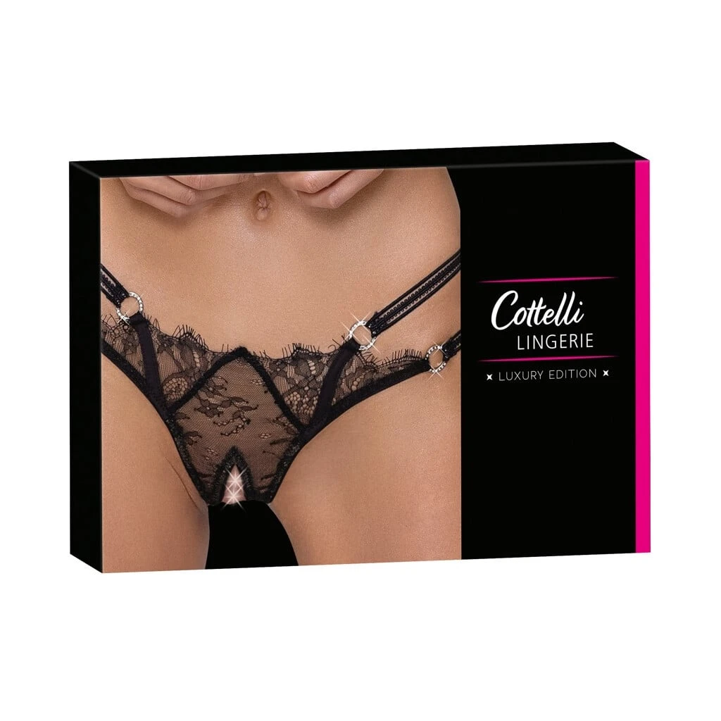 Cottelli Collection Crotchless String Mit Doppelbund Und Strass S/M - M/L 1 Cottelli Collection Crotchless String Mit Doppelbund Und Strass S/M - M/L